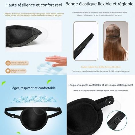 C Lot de 3 cache œil Medical réglables pour adultes enfants avec rainure 3D pour période de récupération chirurgicale Usage (1/3)