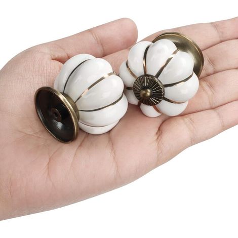 Tiradores de cerámica con forma de calabaza (juego de 8), 4x4 cm, tiradores retro para armarios de hogar, oficina y cocina. (1/3)