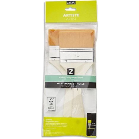 Pebeo - Pinceaux - Pochette de 2 spalters – plat – polyamide dore (1/3)