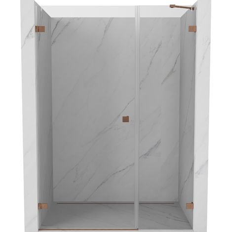 Mexen Lunar-B puerta de ducha abatible izquierda 115 cm, transparente, cobre cepillado - 832S-115-050-65-00-L (1/5)