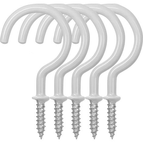 Ganchos atornillables, 7,4 cm / 2,9" Tornillos para colgar en el techo con revestimiento de vinilo para uso interior y exterior - Blanco 20 unidades (1/5)