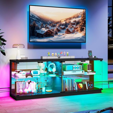 Glasvitrine mit LED-Beleuchtung, USB-Ladestation und Bewegungssensor (1/5)