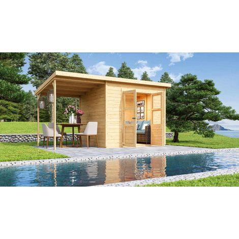 Hamburg 5 SET mit Anbaudach natur 2,12x2,14x2,20m
