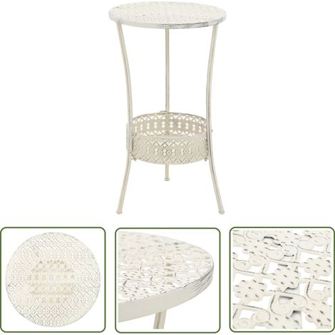 INLIFE Table de bistro Style vintage Ronde Métal 40 x 70 cm Blanc (1/5)