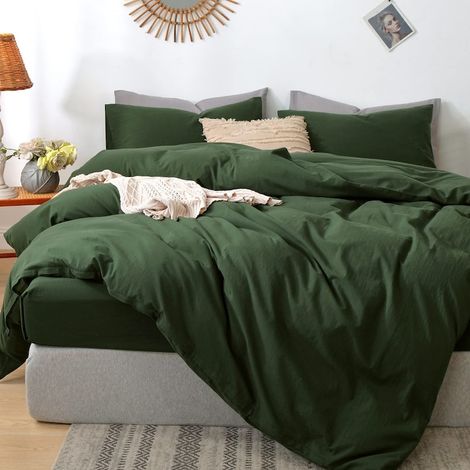 Housse de couette 2 personnes 180x200 cm Ranforce Lux vert foncé (1/2)