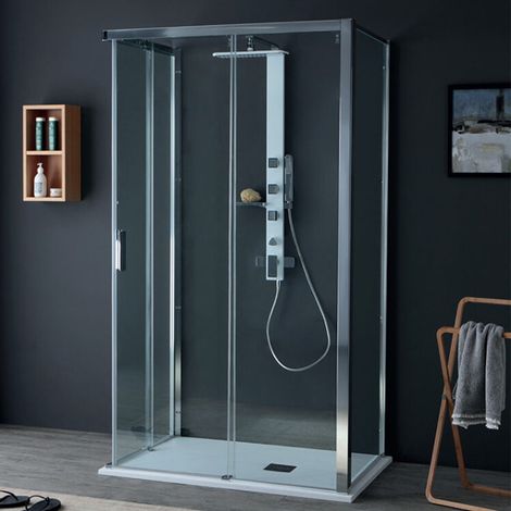 Box Doccia 3 Lati 90x120x90 cm QUICK - H200 cm 2 Porte Scorrevoli + Lato Fisso - Trattamento Anticalcare (1/3)