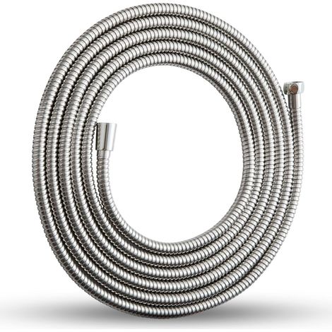 Flexible de Douche 5m, Tuyau Douche avec Protection Anti-Torsion, Flexible Douche en Acier Inoxydable, Universel G1/2", pour Robinetterie de Salle de Bains, Remplacement Tuyau de Douche, Argent (1/5)