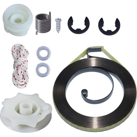 Kit de démarreur à poulie de rappel pour tronçonneuses Poulan PP4218 PP4620AV PPB4018 SM4218AV Remplace 530071966 avec clip en E, corde, ressort, boulon, rondelle (1/5)