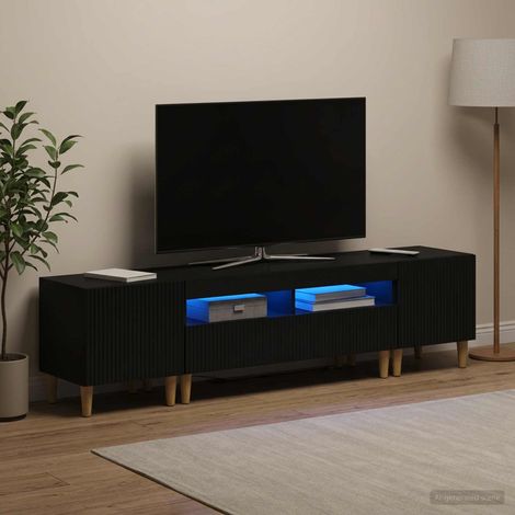 Beyamis Ensemble de 3 meubles TV LED , 3 pièces, noir, bois composite (1/5)