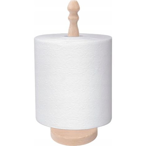 Porta rotolo di carta assorbente, 30 cm, in legno naturale (1/2)