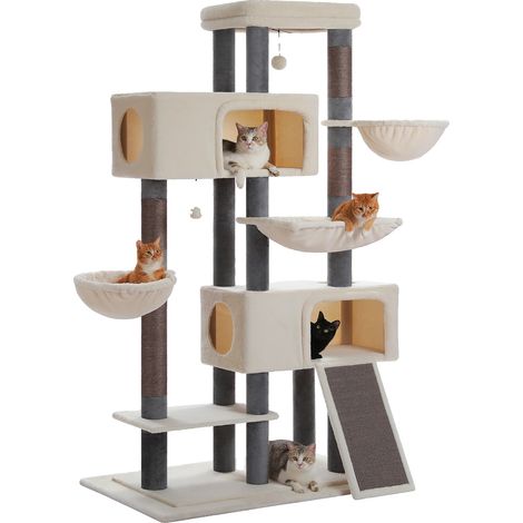 Katzenbaum, mehrstöckiges Design, geräumige Wohnungen, AMT0362BG, XXL (1/2)