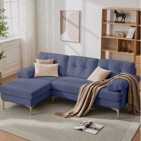 Canapé d'angle 3 places réversible bleu OKMYHOME (1/5)