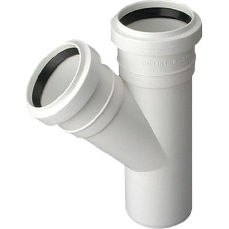 Raccordo a T bianco per fognatura 50/50 mm, angolo di 45 gradi (1/2)