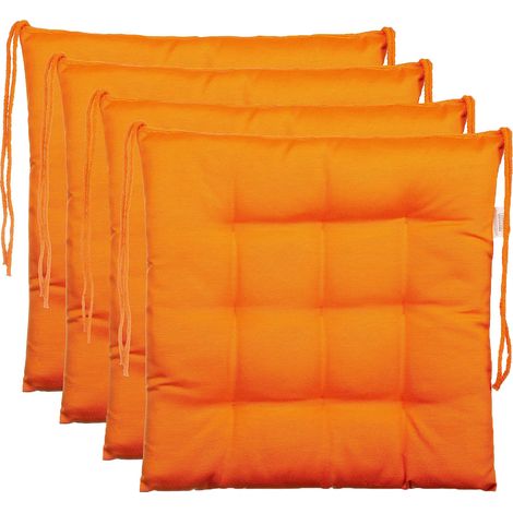 NineClouds Ensemble de 4 Coussins de Chaise de Jardin/Coussin de siège de Jardin en Polyester - Couleur Orange (1/4)