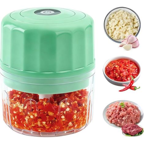 Hachoir à Ail Électrique Broyeur Portable sans Fil Petit Robot Culinaire Rechargeable par USB Pour La Decoupe Du Gingembre, Du Piment, De L'Oignon, Des Aliments Et Des Noix (1/5)