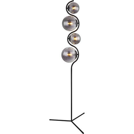 Globo - stehlampe - Porry - schwarz - glas rauchglas - Ø 66cm -