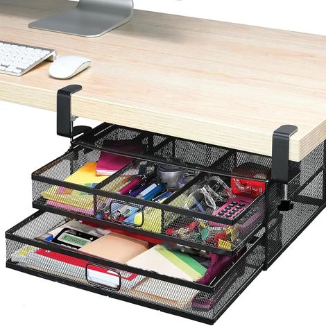 JSSEVN - Büroschublade, Schubladenorganizer für unter den Tisch, Aufbewahrungsschrank für unter den Schreibtisch, versteckte Schublade für Schulmaterialien (1/5)