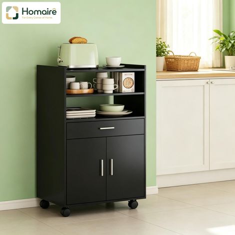 Küchenwagen aus schwarzem MDF 59 x 40 x 92 cm HOMAIRE (1/5)