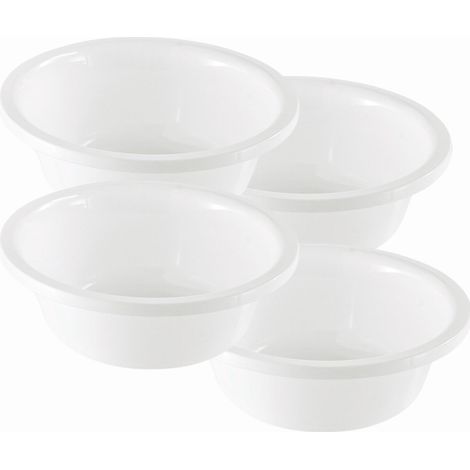 Novaliv Lot de 4 bassines à vaisselle rondes 0,6 L, D16 cm, blanches, sans BPA, compatibles lave-vaisselle, idéales pour la cuisine et le camping