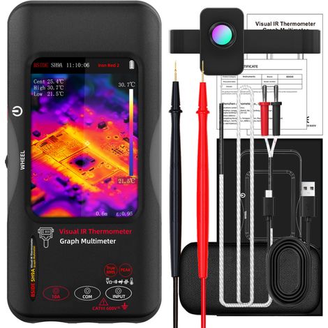 Multimètre thermique avec objectif macro - Résolution IR 428×320, AC/DC 10A, multimètre 20 000 mots, écran tactile 3,98", caméra thermique infrarouge 25 Hz, 15 palettes thermiques, caméra IR à double (1/5)