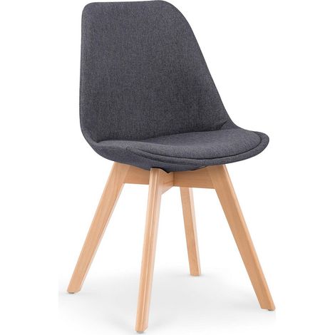 Chaise scandinave gris foncé en tissu et pieds bois massif Bertil (1/3)