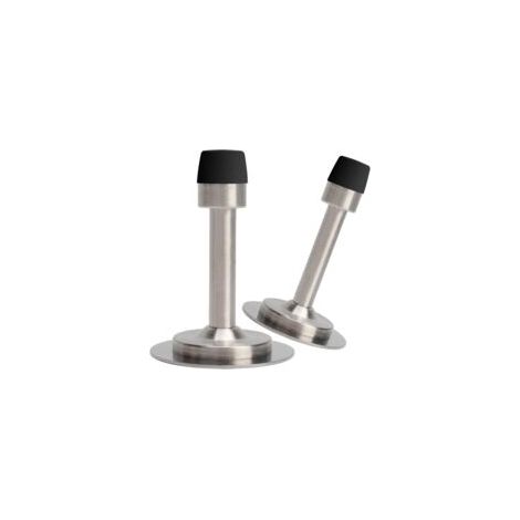 Butées de porte autocollantes 3M en acier inoxydable, embout en caoutchouc, lot de 2, protection murale pour chambre à coucher, hauteur 7,6 cm, argent