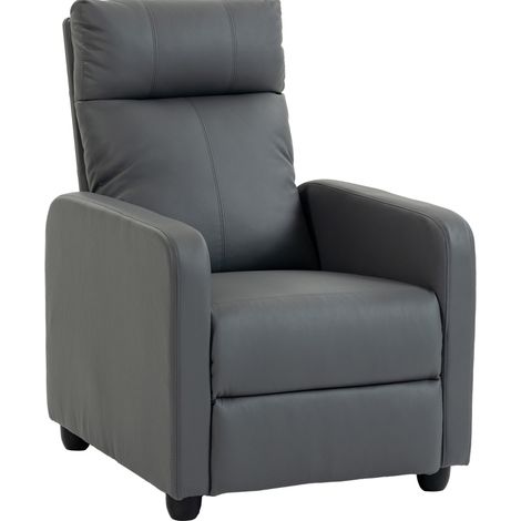Poltrona relax reclinabile push-back 67 x 91 x 100 cm con poggiapiedi in pelle sintetica PU grigia (1/5)