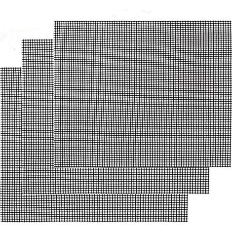 Grille Barbecue Tapis de Cuisson Antiadhésif 3 Pièces - Feuille de Cuisson Réutilisable Résistante à la Chaleur de Gril, pour Le Barbecue D'intérieur et Extérieur (Noir, 42 36cm) (1/5)