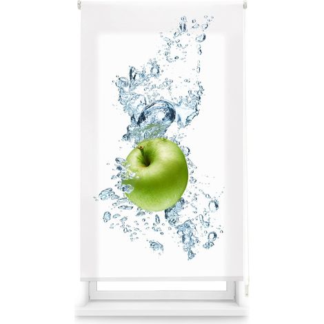 Blindecor Digital Cucina  Tenda avvolgibile traslucida con stampa digitale  WaterApple  90 x 180 cm (larghezza per altezza), dimensioni del tessuto 87 x 175 cm  tende per finestre