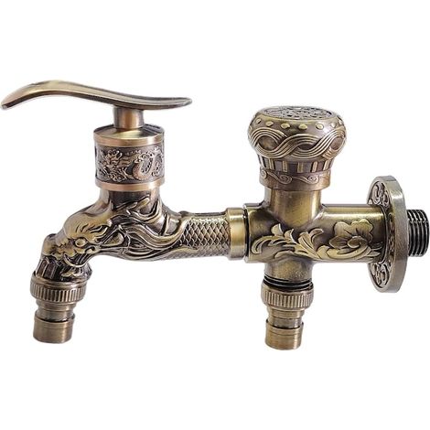 Applique murale double avec motif dragon gravé, finition bronze vieilli, 2 sorties, YWX, usage intérieur et extérieur (1/5)