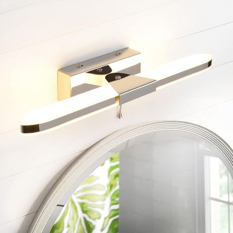 Miroir de salle de bain LED 40 cm, applique murale LED pour miroir, avec interrupteur à fermeture éclair, température de couleur 3000K, 640 lumens, puissance 8 watts, indice de protection IP44 (1/5)
