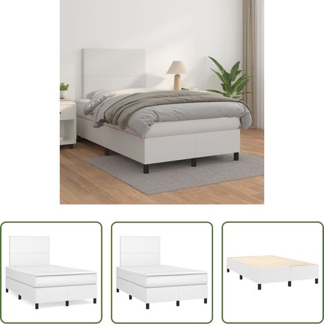Kunstlederbett -  Boxspringbett mit Matratze Weiß 120x200 cm Kunstleder (1/5)
