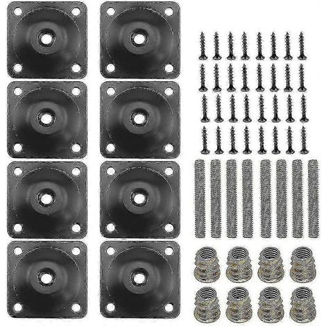 Ensemble de 8 plaques de fixation pour pieds de meubles, plaque de fixation pour pieds de canapé, plaque métallique carrée A (1/5)