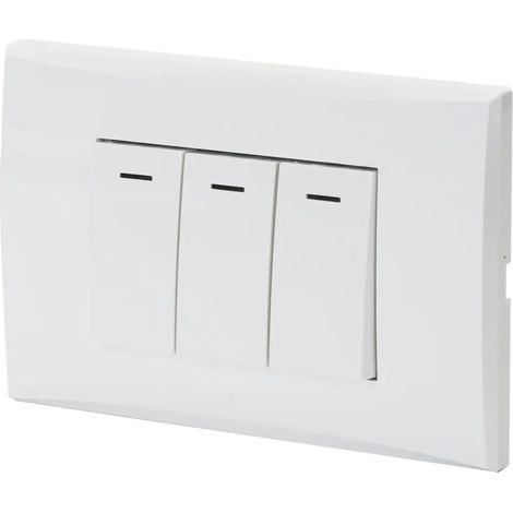 Aigostar Placca Placchetta Completa 3 Pulsanti Deviati 16a Incasso 503