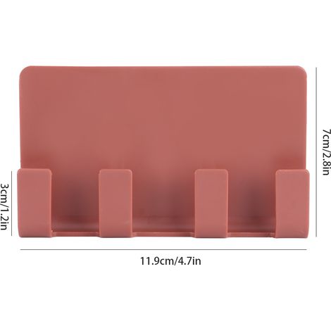Porte-support mural avec 4 crochets pour téléphone mobile et rangement - PP plastique durable, 11.9 x 7 cm, 4 couleurs (vert, bleu foncé, jaune, rouge violet) (1/5)