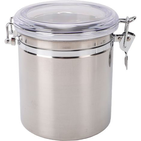 Boîte hermétique en acier inoxydable, avec couvercle transparent à pression, rangement de garde-manger cylindrique en métal pour la cuisine (1/5)