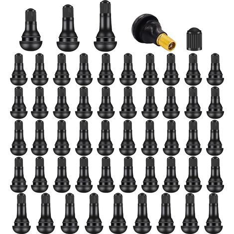 Lot de 52 tiges de valve de pneu TR412, TR413, TR414 en caoutchouc noir à clipser pour le remplacement des trous de jante sans chambre à air sur les pneus de véhicule standard