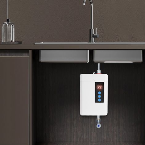Calentador de agua sin tanque 5KW blanco, calentador de agua eléctrico con control remoto (1/5)