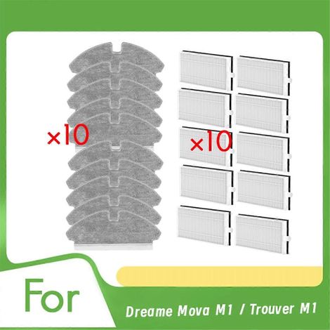 Packung mit 20 Ersatzfiltern und -tüchern für den Dreame Mova M1 / Trouver M1 Saugroboter (1/5)