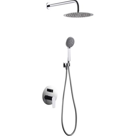 Colonna doccia incassata con miscelatore  Modello BELGIO  Doccia a soffione di dimensioni standard  Colore grigio con finitura cromata [IMEX®] (1/3)