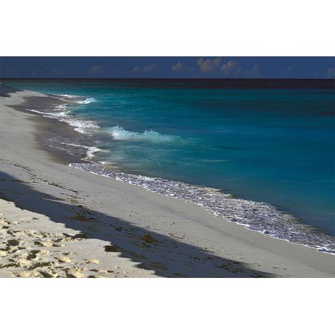 Papier peint panoramique bord de mer 3D Tapisserie panoramique plage pour chambre Papier peint panoramique bleu et gris (1/2)