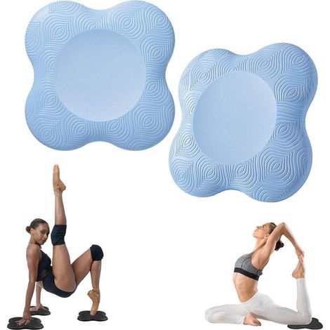 Lot de 2 coussins de protection pour yoga et fitness, antidérapants, pour genoux, poignets et coudes, tapis de soutien sportif, bleu (1/5)