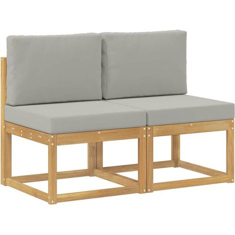 Ensemble de canapé d'extérieur deux pièces, en bois d'acacia massif, blanc. (1/5)