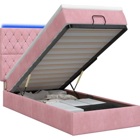 Maison Exclusive - Letto Ottomano con Materasso e LED Rosa 100 x 200 cm Velluto (1/5)