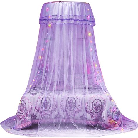 Moustiquaire ronde style princesse, rideau de lit (violet) (1/5)
