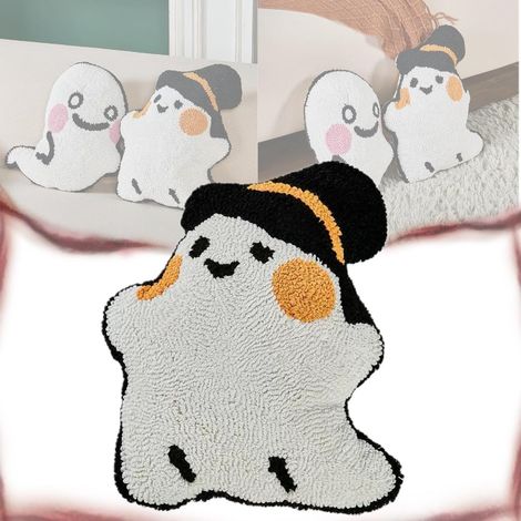 Cuscino Halloween Fantasma Peluche Bianco 38 cm Morbido (1/5)