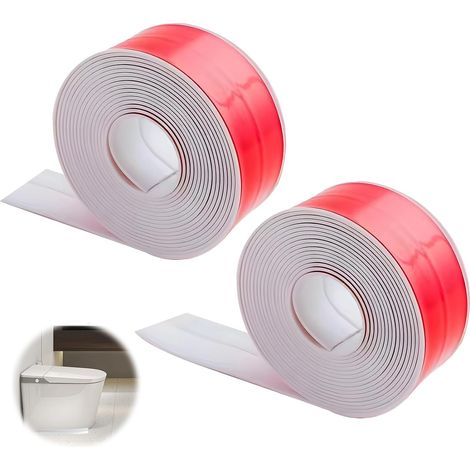 2 Tomes Joint Salle De Bain Blanc, 3.2M X 2.2cm Plinthe Souple Autoadhésive, Décorative, Bande De Finition En PVC Joint Adhesif Anti-moisissure Pour Salle De Bain Toilettes Cuisine Évier (1/5)