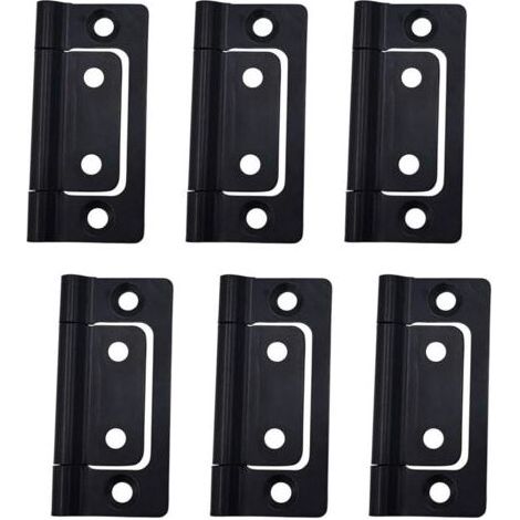 Charnières pliantes 51 x 25 mm, 6 pièces, pour portes encastrées, silencieuses, noires, pour portes, fenêtres et armoires (1/5)