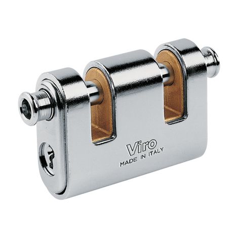 LUCCHETTO ANTISCASSO CORAZZATO 2 LUCE PANZER VIRO  OTTONE ACCIAIO CROMATO CHIAVI 3 MM 86
