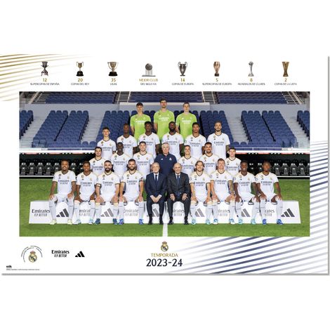 Grupo Erik: Póster Real Madrid Póster Futbolistas 2023/2024, 61cm x 91,5cm, Papel Brillo y Enmarcado